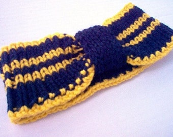 Ear Warmer Headband Cheerleader Sports College Blue and Sunflower Yellow Team Gear Alumni Support Pride