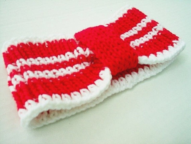 Ear Warmer Headband Cheerleader Sports College RED and WHITE High School Team Crimson image 3