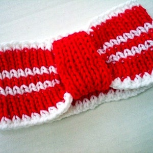 Ear Warmer Headband Cheerleader Sports College RED and WHITE High School Team Crimson image 5