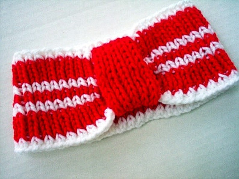 Ear Warmer Headband Cheerleader Sports College RED and WHITE High School Team Crimson image 5