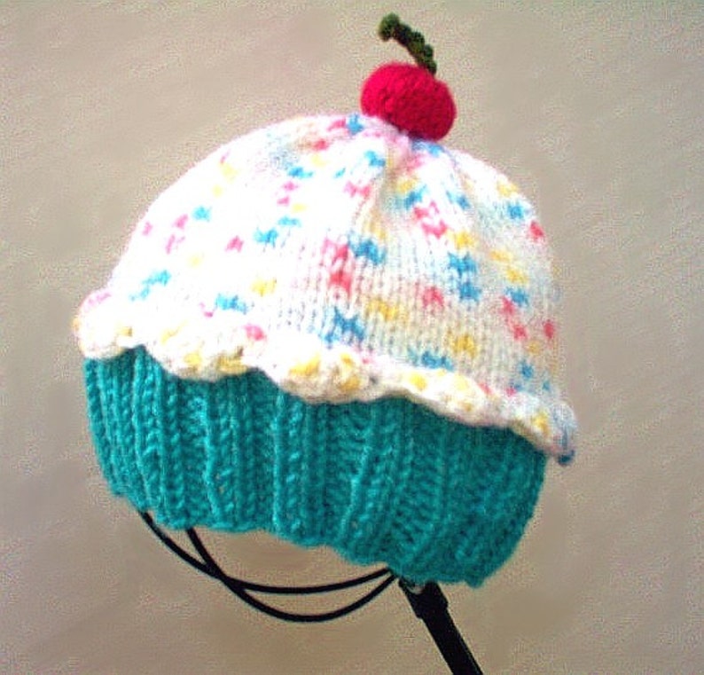Cherry on Top Blue Raspberry Cake with White Sprinkle Frosting Cupcake Hat preemie newborn baby toddler