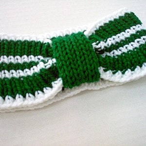 Ear Warmer Headband Cheerleader Sports College Kelly Green and White Ear Warmer earwarmer team gear alumni pride