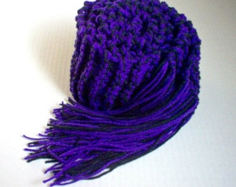 Hand Knit College Scarf Sports Football Kansas Baltimore Washington Colorado Rockies ROYAL PURPLE and BLACK