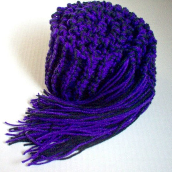 Hand Knit College Scarf Sports Football Kansas Baltimore Washington Colorado Rockies ROYAL PURPLE and BLACK