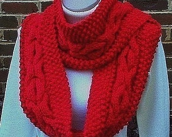 Knitting Pattern Circle Scarf Hugs Kisses Pattern Cable Cowl diy pdf INSTANT DOWNLOAD