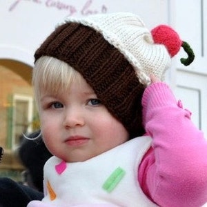 Knitting Pattern Cupcake Hat PDF INSTANT DOWNLOAD Cherry on Top diy Preemie Toddler Child Kids Adult sizes image 3