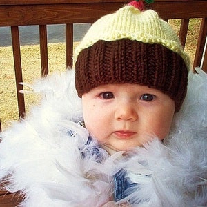 Knitting Pattern Cupcake Hat PDF INSTANT DOWNLOAD Cherry on Top diy Preemie Toddler Child Kids Adult sizes image 5