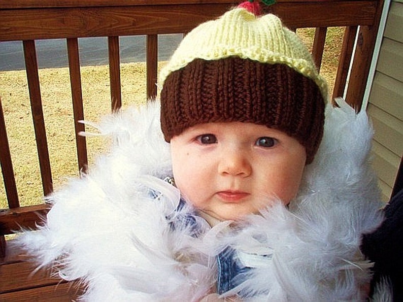 Knitting Pattern Cupcake Hat PDF INSTANT DOWNLOAD Cherry on Top diy Preemie Toddler Child Kids Adult sizes image 5