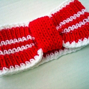 Ear Warmer Headband Cheerleader Sports College RED and WHITE High School Team Crimson image 1