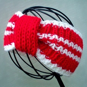 Ear Warmer Headband Cheerleader Sports College RED and WHITE High School Team Crimson image 2