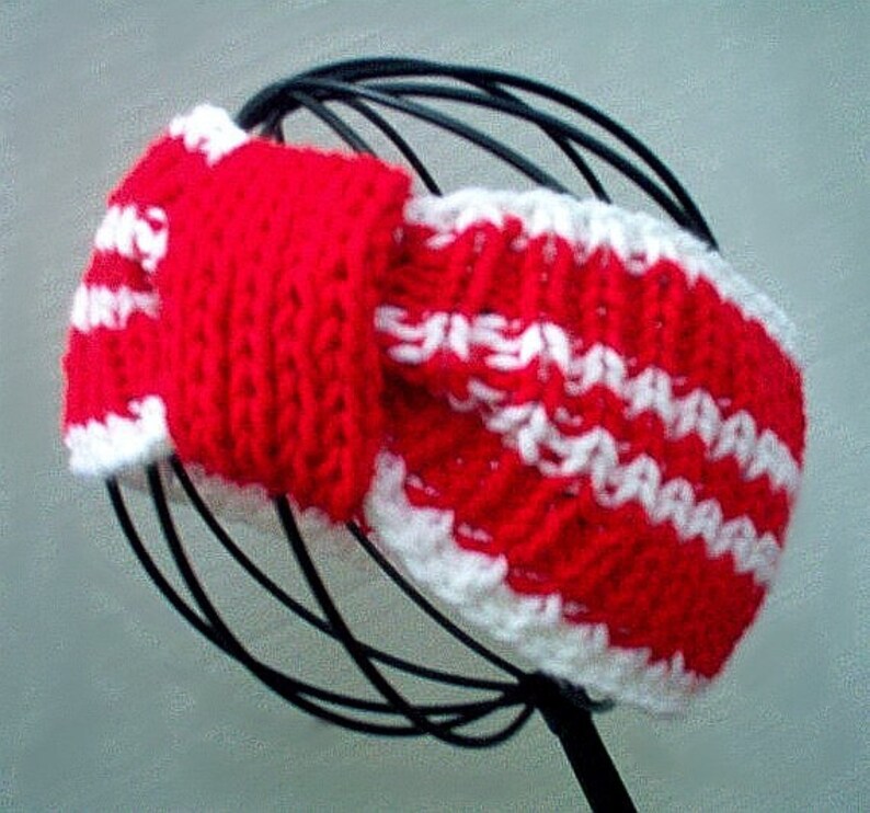 Ear Warmer Headband Cheerleader Sports College RED and WHITE High School Team Crimson image 2