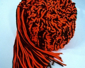 Hand Knit College Scarf Oklahoma Oregon  - Orange and Black