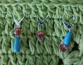 crab and starfish Metal charms Crochet Stitch Markers Palm tree