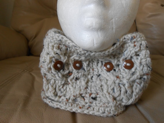 Crocheted Owl Cowl, Adult Winter Headband Ear Warmer