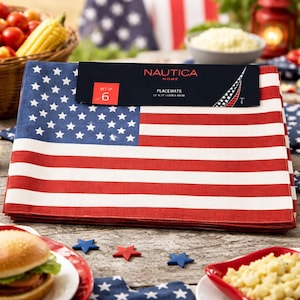 American flag placemats set patriotic table decor usa kitchen decor fourth of july decor bbq table setting americana home decor nautica plac