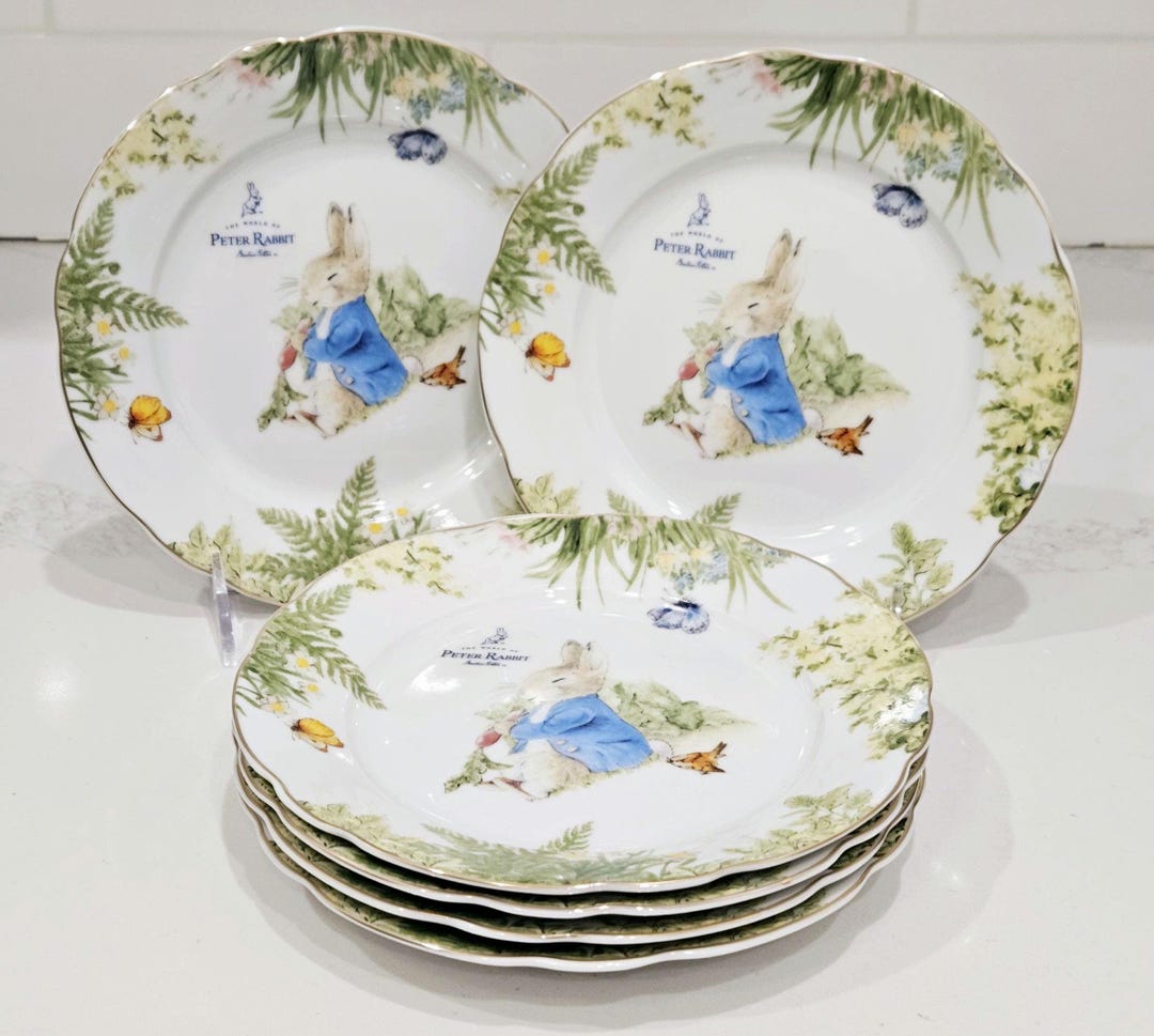Peter Rabbit Ceramic Collection Peter Rabbit Porcelain Plates, Set of 6 - Beatrix Potter Easter Decor ...