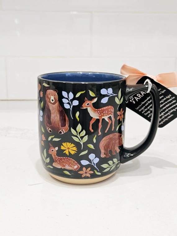 Woodland animal mug forest animal mug bear deer mug cottagecore mug nature coffee cup fall mug gift for her