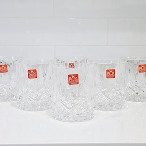 Set di 6 bicchieri da whisky in cristallo RCR Opera, bicchieri da whisky italiani, articoli da bar in vetro Luxion, bicchieri da cocktail in cristallo tagliato, set da whisky italiano