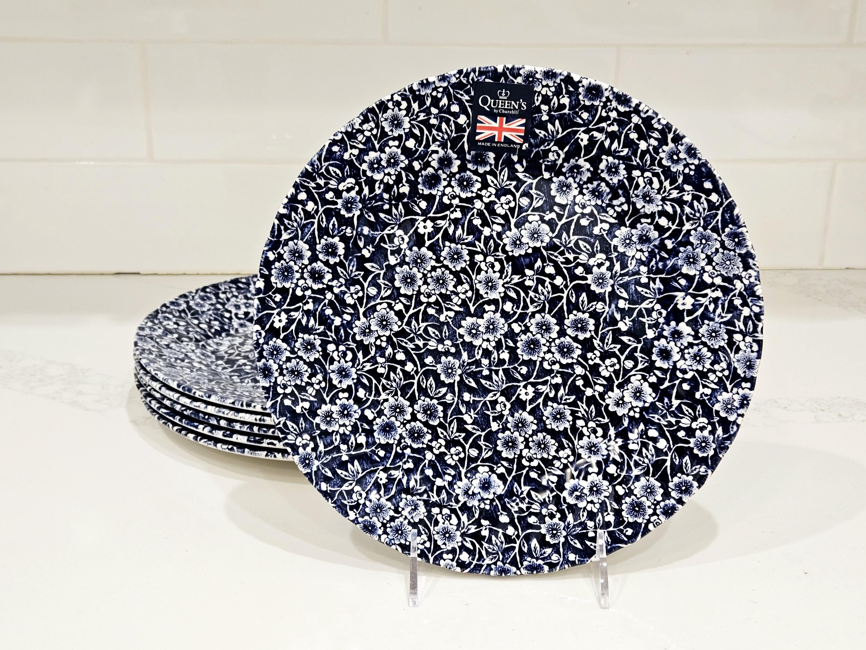 Queen's by Churchill Blue Floral Dinner Plates, Set of 6, English