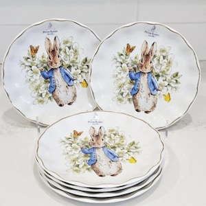 Peter Rabbit Dessert Plates Set of 4 – Beatrix Potter Bunny Tableware