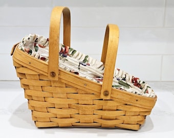 ロンガバーガー 母の日バスケット 2000：手編みメープルウッド、布製