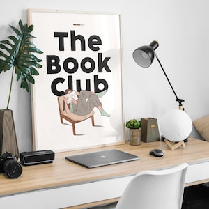 The Book Club wall art print, Retro Minimalist Bookish, Read Club Poster, Trendy Wall Decor, Bookish Art, Cute Wall Art, Digital Print PDF