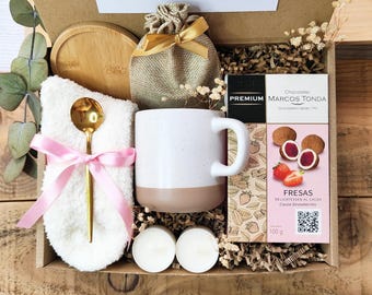 Self care package with Premium Artisanal Chocolate, sending you a hug, Hygge gift boxes, self care box, Pamper gift box, Birthday Gift Boxes