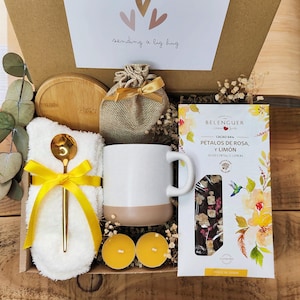 Hug in a Box für Ihre Liebsten mit handwerklicher Premium-Schokolade, Sonnenschein Geschenkbox, Umarmungen Geschenkkorb für sie, Sunshine Box