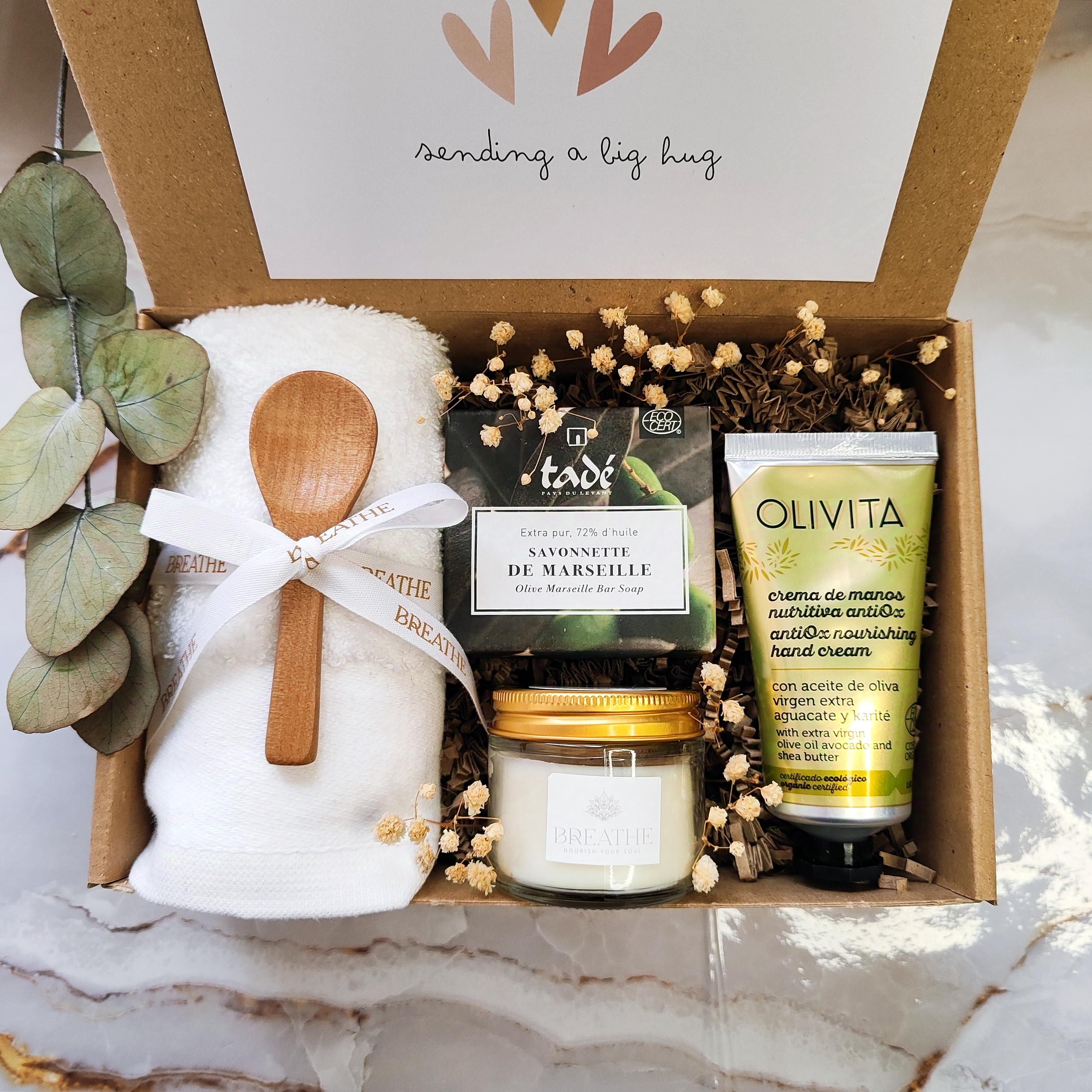 Home Spa Gift Set for her with Organic Hand cream & Soap with extra virgin olive oil, Spa Birthday Gift Box, Spa Gift Basket, Ready to gift