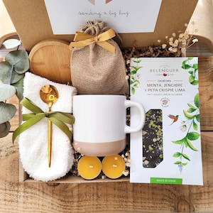 Self-Care-Geschenkbox für sie mit handwerklicher Schokolade & minimalem Keramikbecher, Hygge-Self-Care-Geschenkbox für Ihre Bestie, gemütliches Genesungsgeschenk