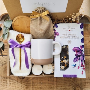 Beileid Geschenkbox mit Artisanal Premium Schokolade, Trauerpflege-Paket, Stressabbau-Geschenk, Hygge-Geschenkkorb, Self-Care-Box bereit zum Geschenk