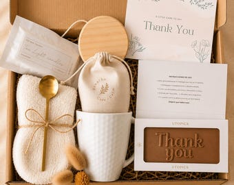 Danke Geschenkbox, Artisan Schokolade, Keramikbecher, Self Care Paket