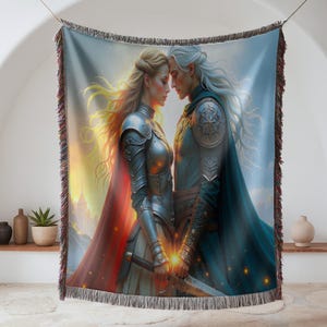 Throne of Glass Woven Blanket: Aelin and Rowan Fantasy Tapestry