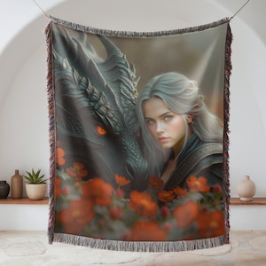 Throne of Glass Manon Blanket Dragon Fantasy Merch  Abraxos Woven Throw, Witchy Decor, Cozy Gift for Book Lovers and Fae Fans