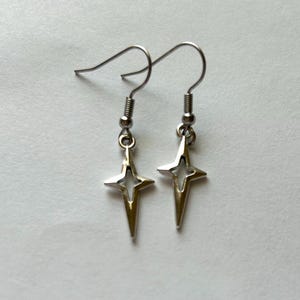 Silver Star Charm Earrings, Celestial Earrings