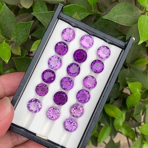 80 cts amythset faceted gemstones calibration size clean clarity ( 11 mm long )