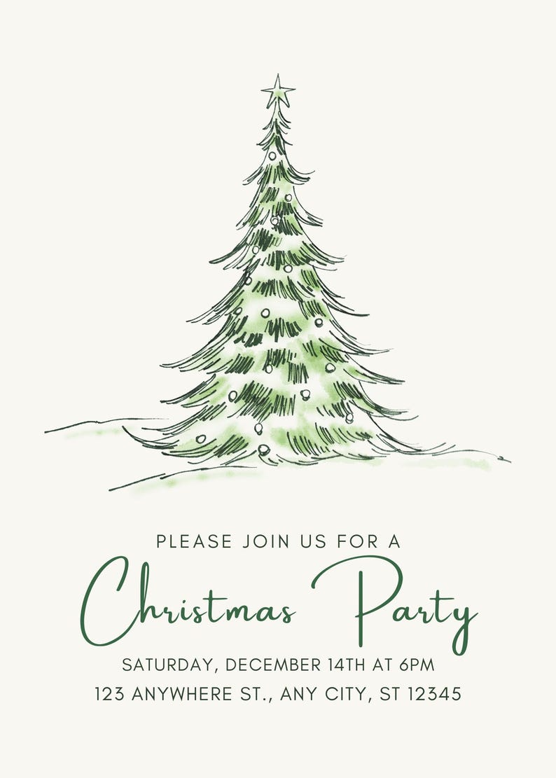 Editable Elegant Christmas Party Invitation | Canva Template | Simple ...
