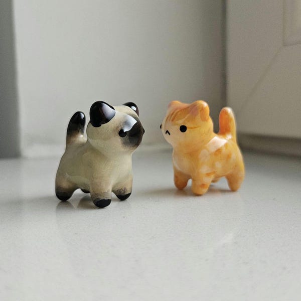 Handmade Personalized Cat Figurine: Custom Pet Replica, Keychain Option