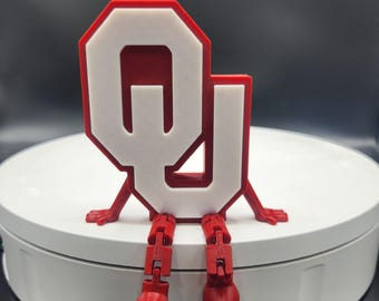 3D Printed Little OU Guy – 4” Tall Oklahoma Sooner Mascot | Unique Fan Gift | Desk or Shelf Decor