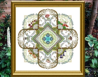 Chatelaine Design - The Mushroom & Fern Mandala - Cross Stitch Pattern