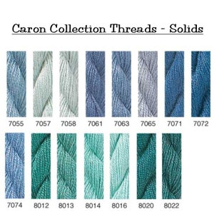 Caron Collection Soie Cristale, Impressions, Wildflowers - Colors 7055-8022 - Solid colored Embroidery Threads