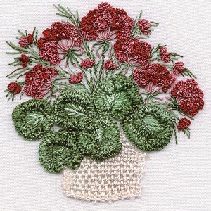 Geranium Basket Brazilian embroidery kit #1421 - EdMar threads/choose color