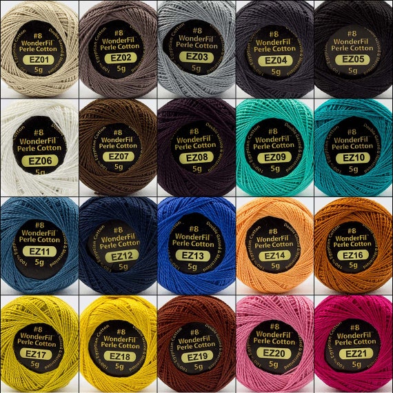 Eleganza/Wonderfil Size 8 Perle Cotton Colors 01-21 **Choose Color** - Solids