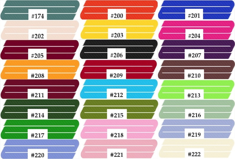 May include: A color chart with 24 different colors, each labeled with a number. The colors are arranged in rows of three, with the numbers increasing from left to right and top to bottom.