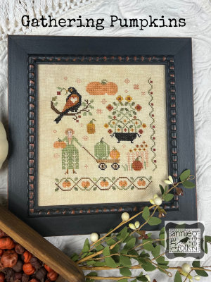 Annie Beez Folk Art-Gathering Pumpkins