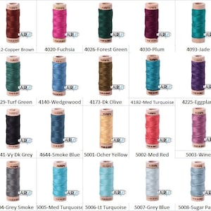 Aurifil 12wt bomull Mako broderi- och korsstygnsgarn, hålnål, enfärgade 4012-6738