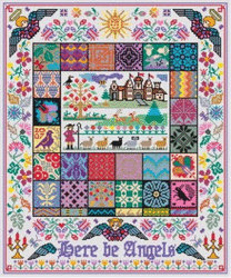 Long Dog Samplers Angel Pavement Cross Stitch Pattern Etsy