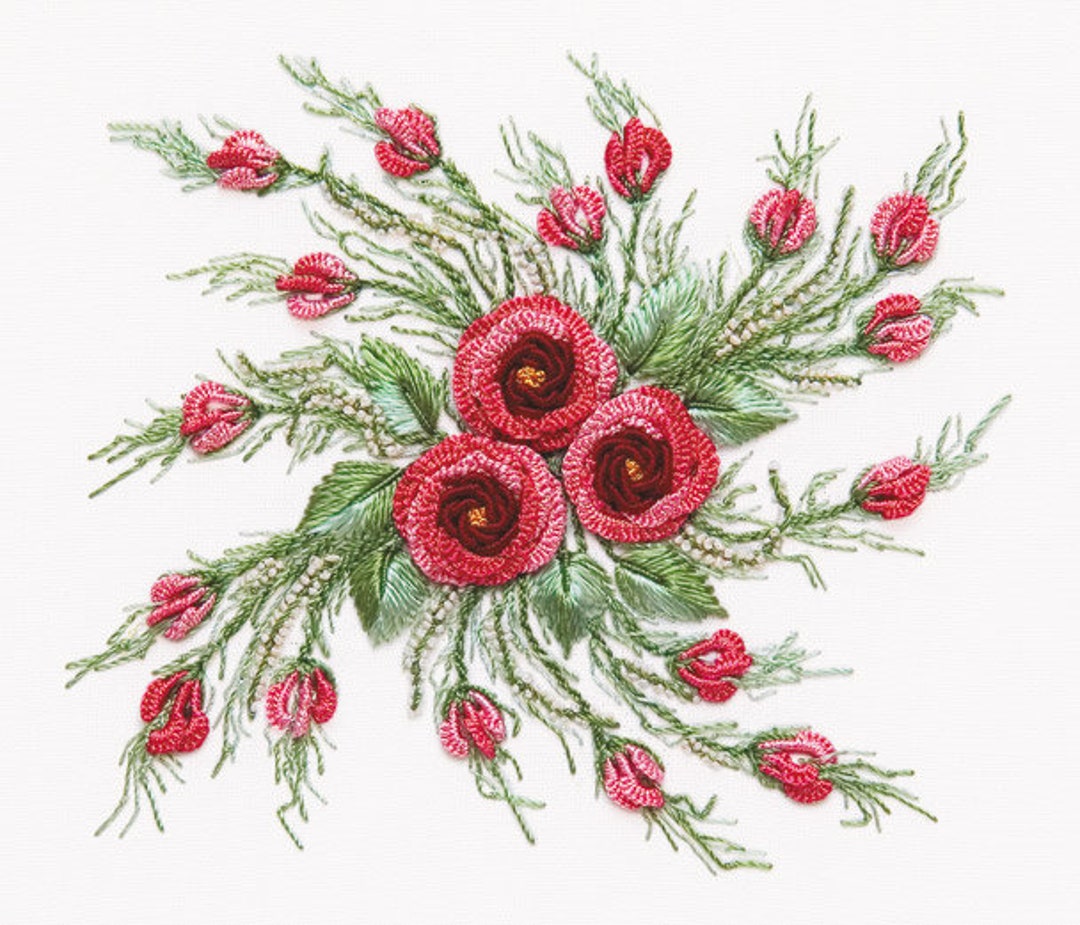 Summer Roses Brazilian Embroidery Kit #5123 - Edmar Threads/choose Color -  Etsy, image size:1080x925