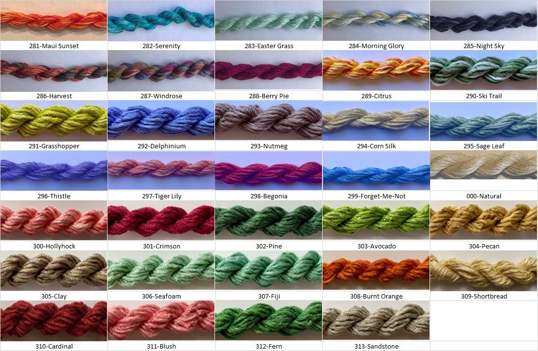 Dinky Dyes Stranded Silk Floss - Colors 281-313 & Color 000-Natural