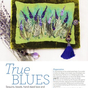 True Blue Salvias Goldwork embroidery kit - design by Irene Junkuhn/Betsy Bee Designs - art silk threads - Rajmahal